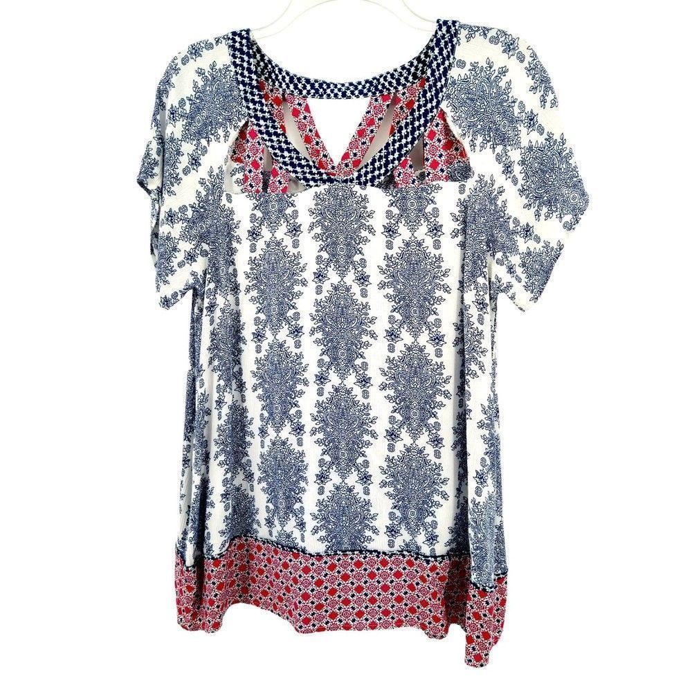 Tru Luxe Jeans Brand Red, White & Blue Top - Medium